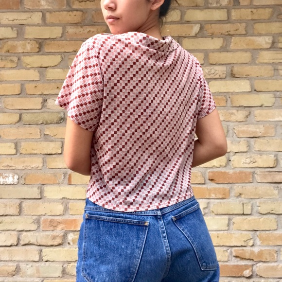 70s inspired checkered button up♟🎲 dice pattern and pointed collar - Picture 2 of 3